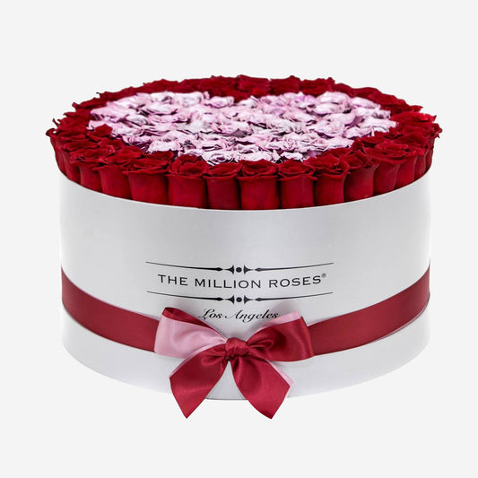 Deluxe Mirror Silver Box | Red & Pink Gold | Heart - The Million Roses