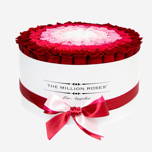 Deluxe White Box | Red & Hot Pink & Pink Candy & Light Pink & White Roses | Target - The Million Roses