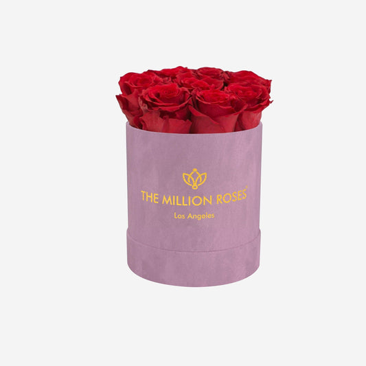 Basic Light Pink Suede Box | Red Roses - The Million Roses