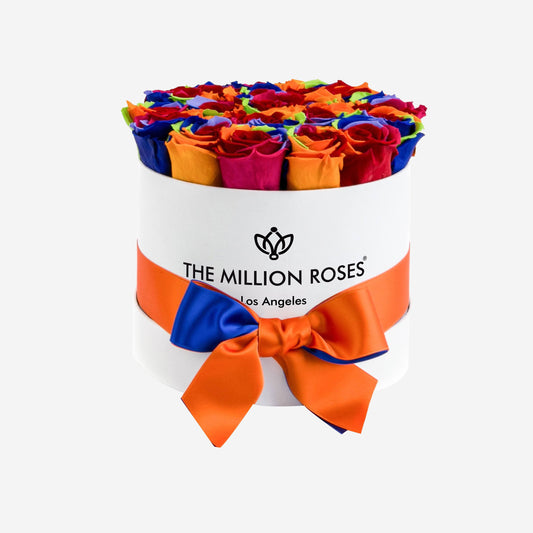 Classic White Box | Rainbow Roses - The Million Roses