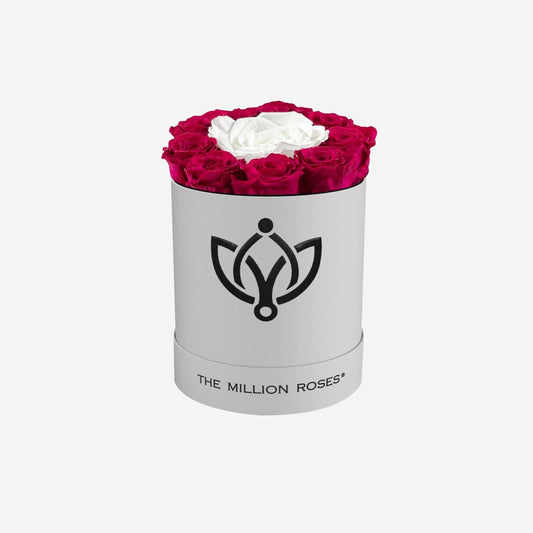 Basic White Box | Magenta & White Mini Roses - The Million Roses