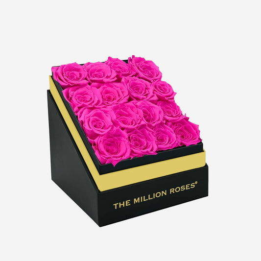 Square Black Box | Neon Pink Roses - The Million Roses