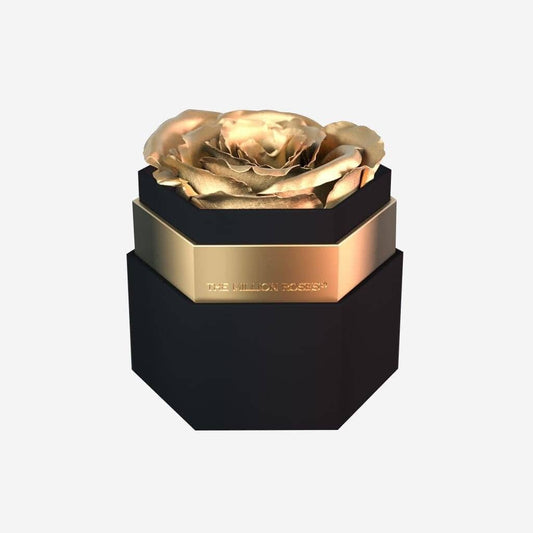 One in a Million™ Black Hexagon Box | Gold Rose - The Million Roses