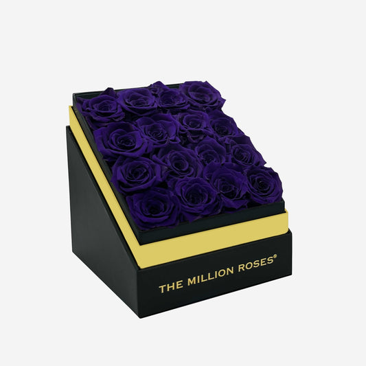 Square Black Box | Dark Purple Roses - The Million Roses
