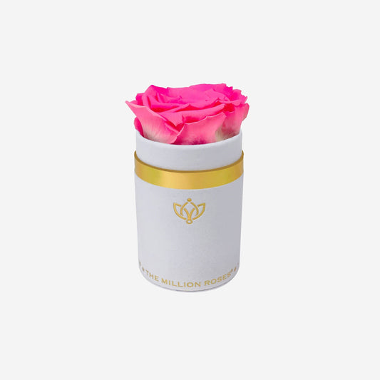 Single White Suede Box | Candy Pink Rose - The Million Roses