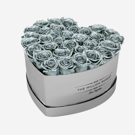 Heart Mirror Silver Box | Silver Roses - The Million Roses