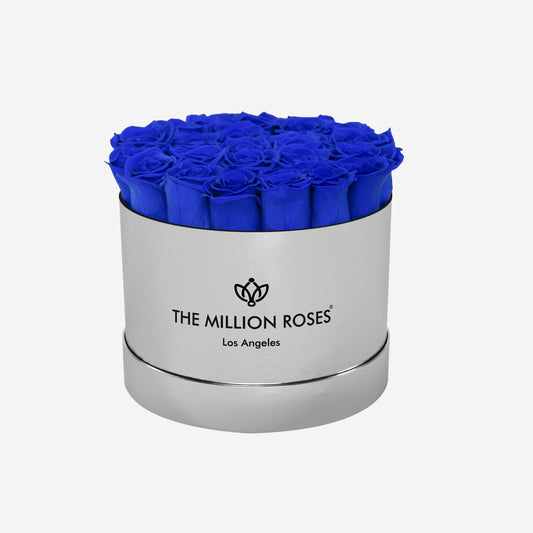Classic Mirror Silver Box | Royal Blue Roses - The Million Roses