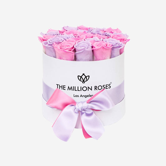 Classic White Box | Lavender & Pink Candy Roses - The Million Roses