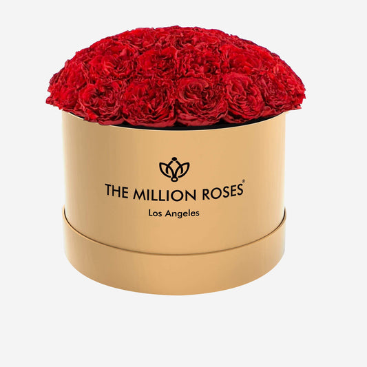 Supreme Gold Dome Box | Red Carmen Roses - The Million Roses