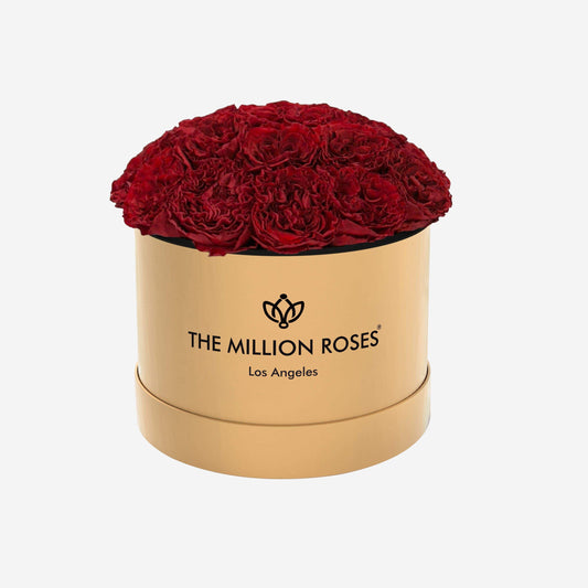 Classic Gold Dome Box | Red Carmen Roses - The Million Roses