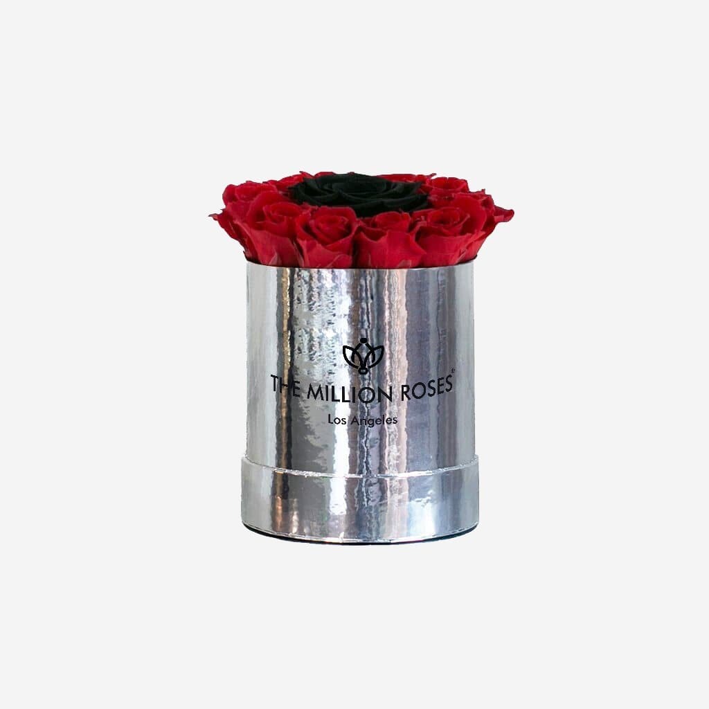 Basic Mirror Silver Box | Red Mini Roses | Various combinations - The Million Roses