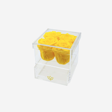 Acrylic 4 Drawer Box | Yellow Roses - The Million Roses