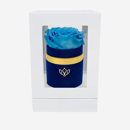Single Royal Blue Suede Box | Light Blue Rose - The Million Roses