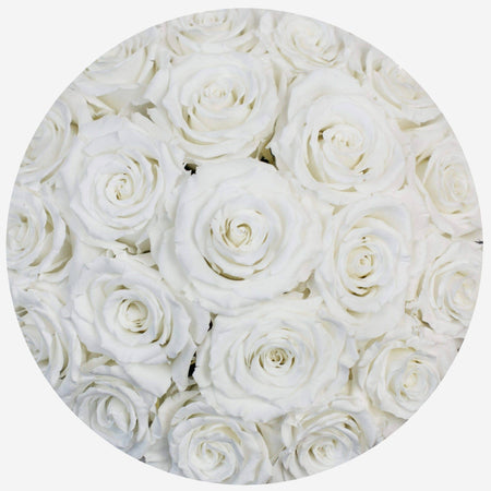 Classic Hot Pink Suede Dome Box | White Roses - The Million Roses