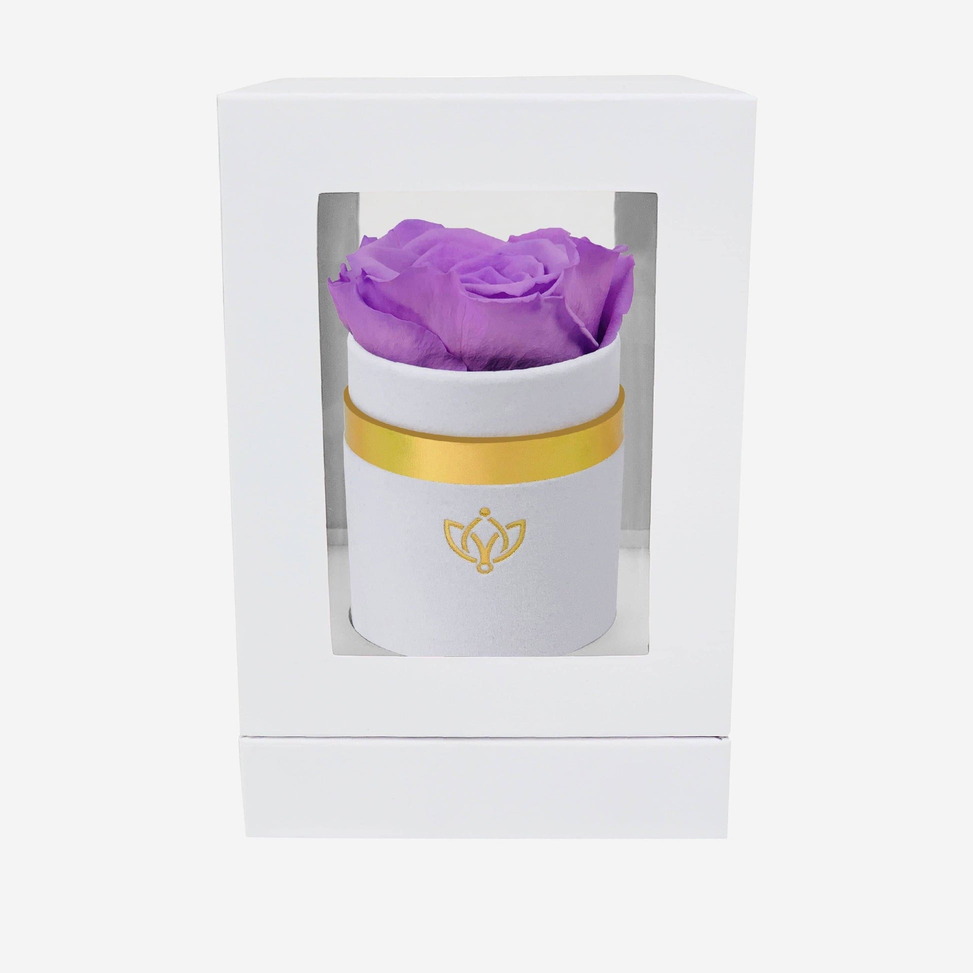 Single White Suede Box | Lavender Rose - The Million Roses