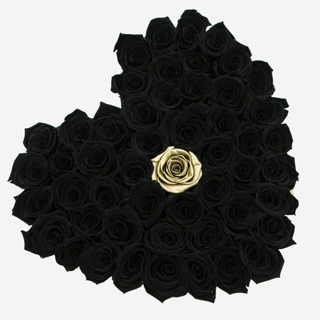 Heart Black Box | Black & Gold Roses - The Million Roses