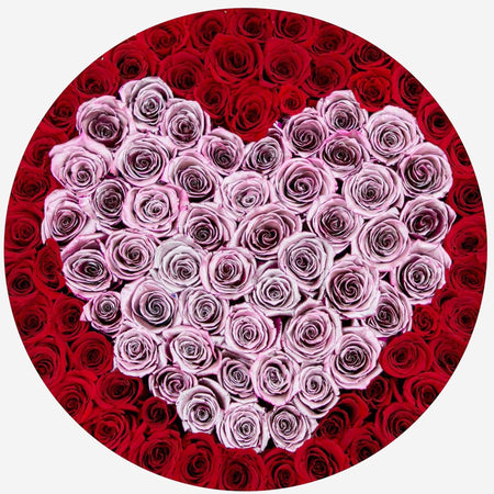 Deluxe Mirror Silver Box | Red & Pink Gold | Heart - The Million Roses