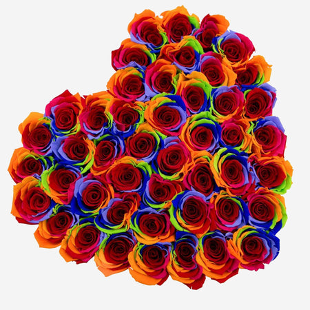 Heart White Box | Rainbow Roses - The Million Roses