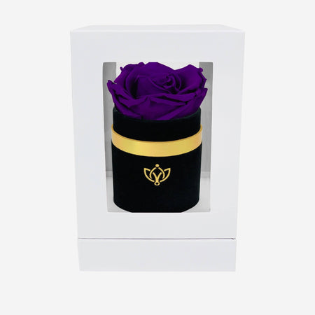 Single Black Suede Box | Bright Purple Rose - The Million Roses