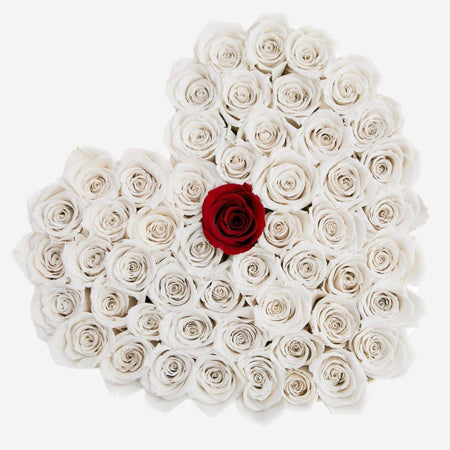 Heart Gold Box | Off White & Red Roses - The Million Roses