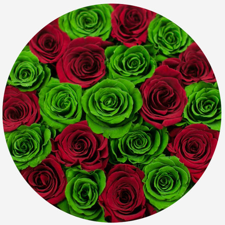 Classic Gold Box | Dark Green & Red Roses - The Million Roses