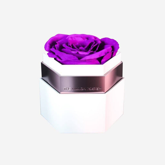 One in a Million™ White Hexagon Box | Bright Purple Rose - The Million Roses