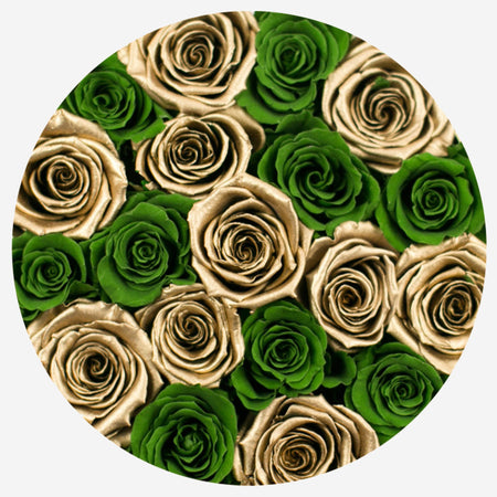 Classic Gold Box | Dark Green & Gold Roses - The Million Roses