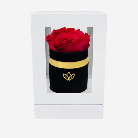 Single Black Suede Box | Magenta Rose - The Million Roses