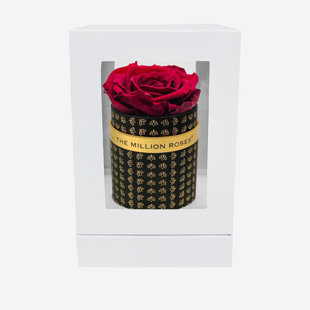 Single Black Monogram Box | Burgundy Rose - The Million Roses