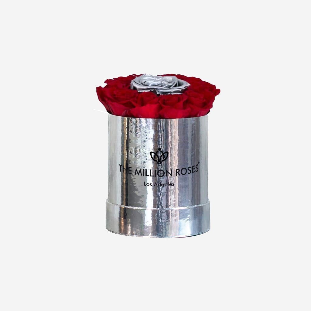 Basic Mirror Silver Box | Red Mini Roses | Various combinations - The Million Roses