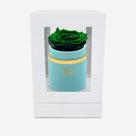 Single Mint Green Suede Box | Dark Green Rose - The Million Roses