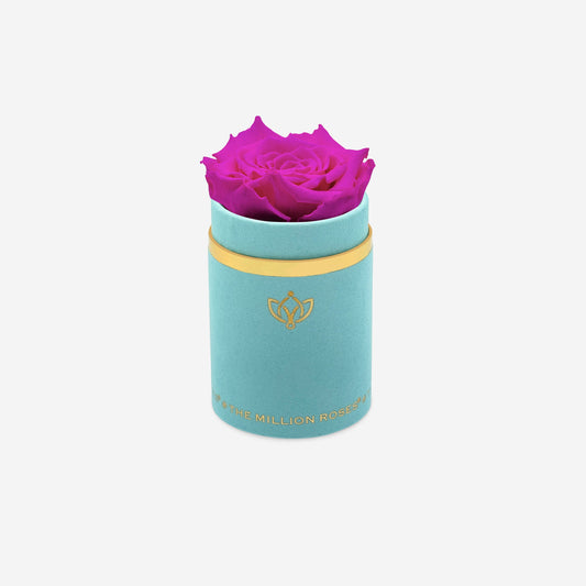 Single Mint Green Suede Box | Neon Pink Rose - The Million Roses