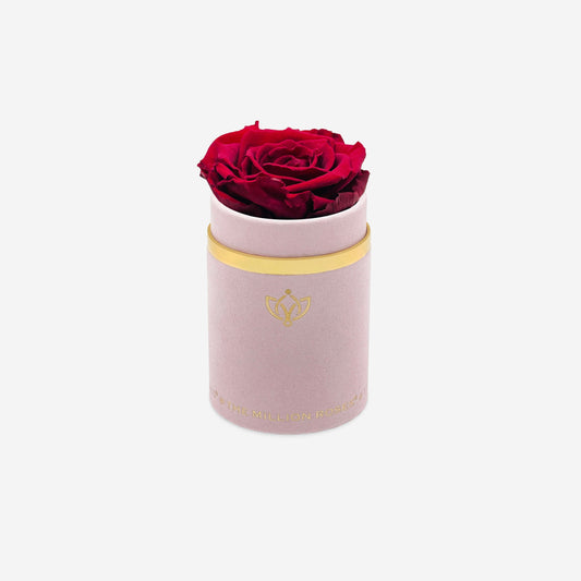 Single Light Pink Suede Box | Burgundy Rose - The Million Roses