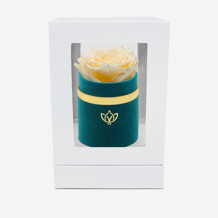 Single Dark Green Suede Box | Ivory Rose - The Million Roses