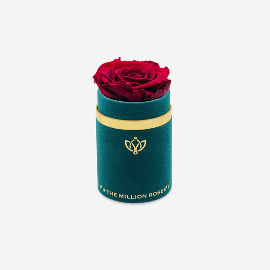 Single Dark Green Suede Box | Burgundy Rose - The Million Roses
