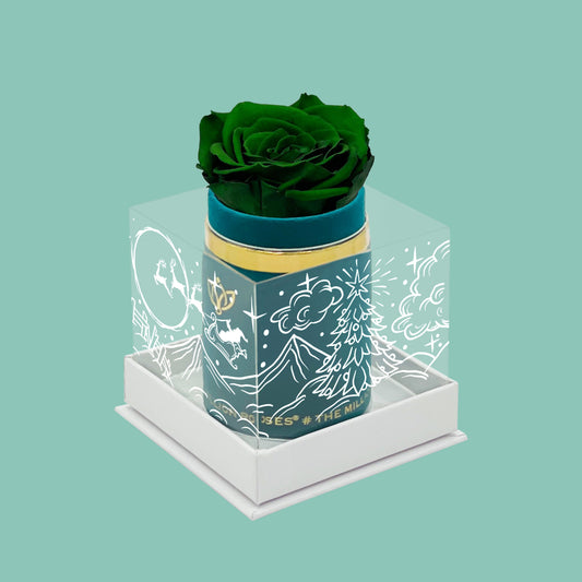 Single Dark Green Suede Box | Limited Holiday Edition | Dark Green Rose - The Million Roses