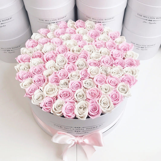 Libra Roses Box - Pink & White Roses Box - The Million Roses®