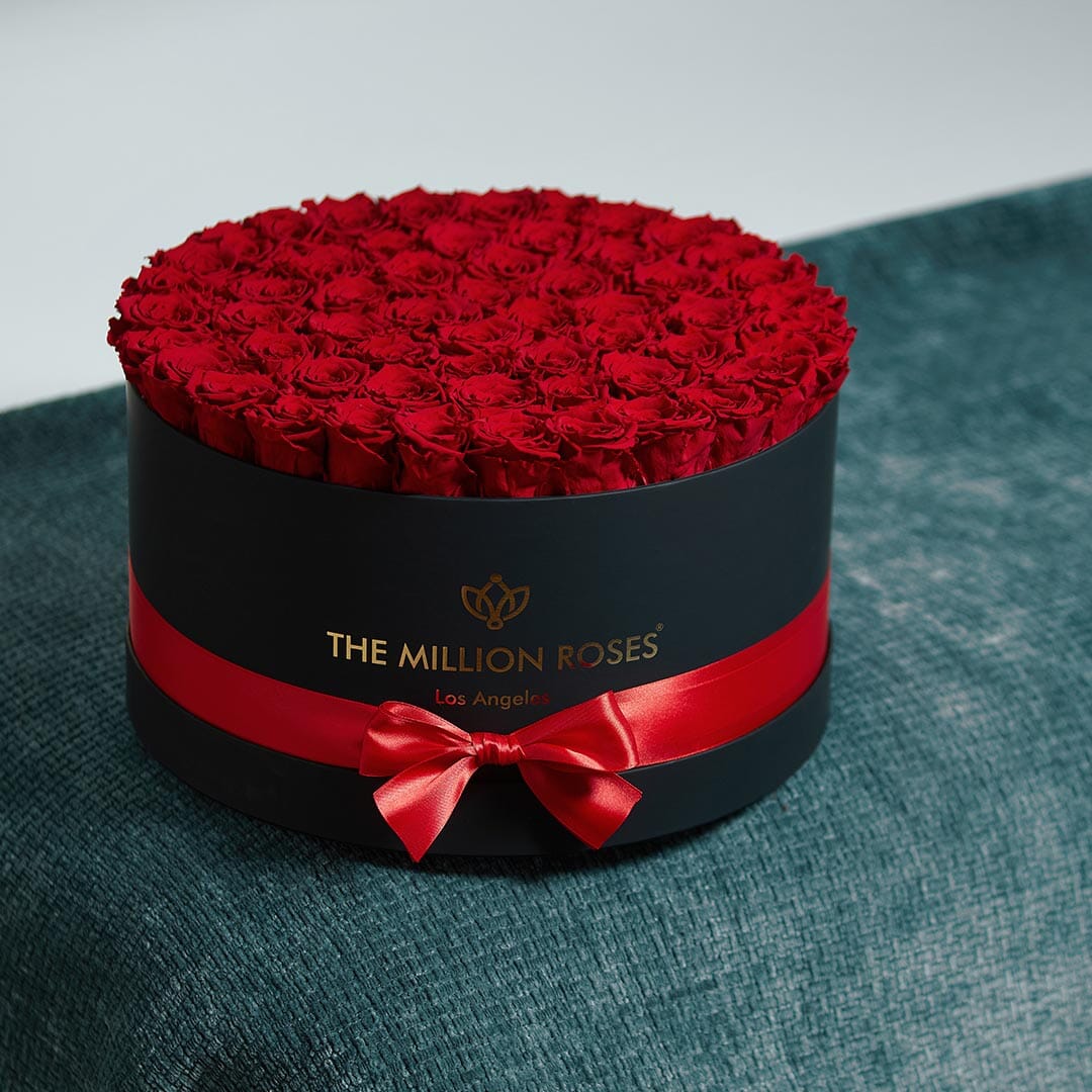 Boîte Deluxe Noire | Roses Rouges