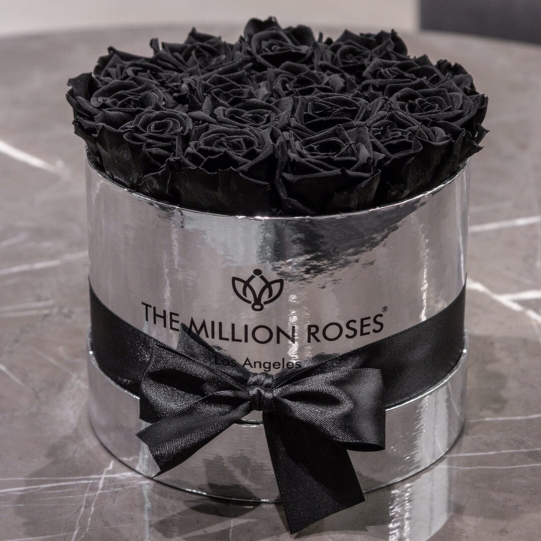 Classic Mirror Silver Box | Black Roses