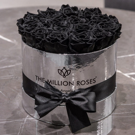 Zrkadlovo Strieborný Classic Box | Čierne ruže