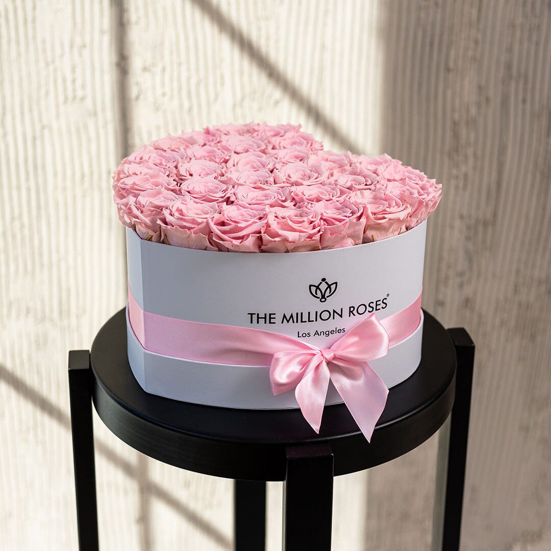 Heart Caja Blanca | Rosas Rosado Pastel