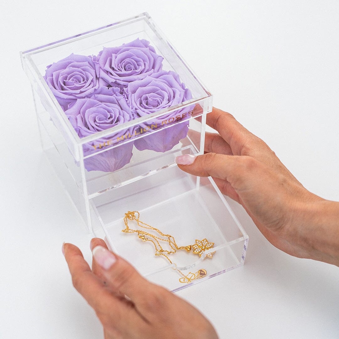 Acrylic 4 Drawer Box | Lavender Roses