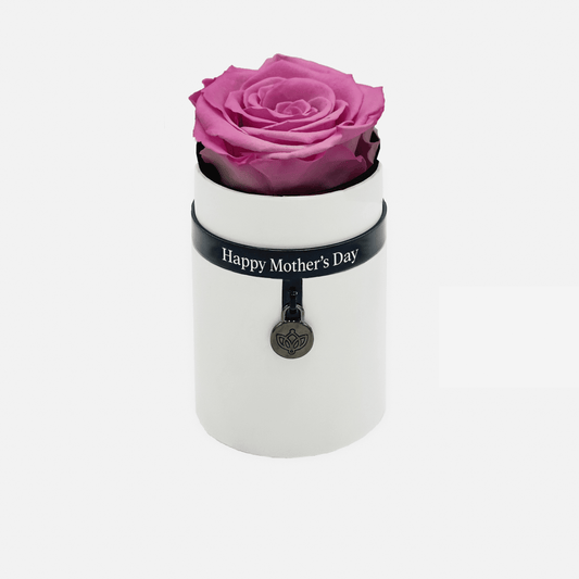 One in a Million™ Round Bílá Box | Happy Mother's Day | Cukrově růžová růže