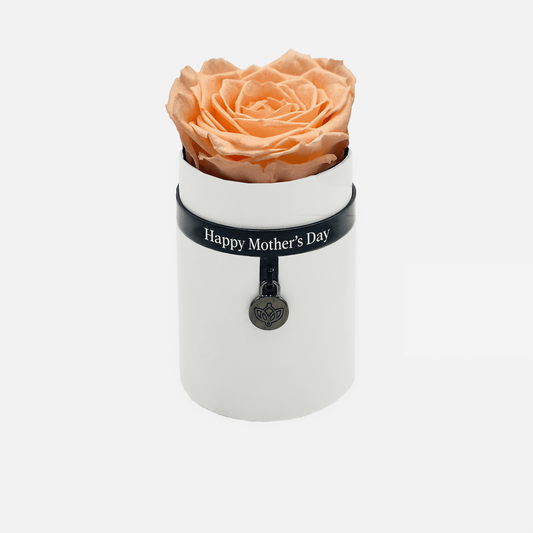 One in a Million™ Round Bílý Box | Happy Mother's Day | Broskvová růže