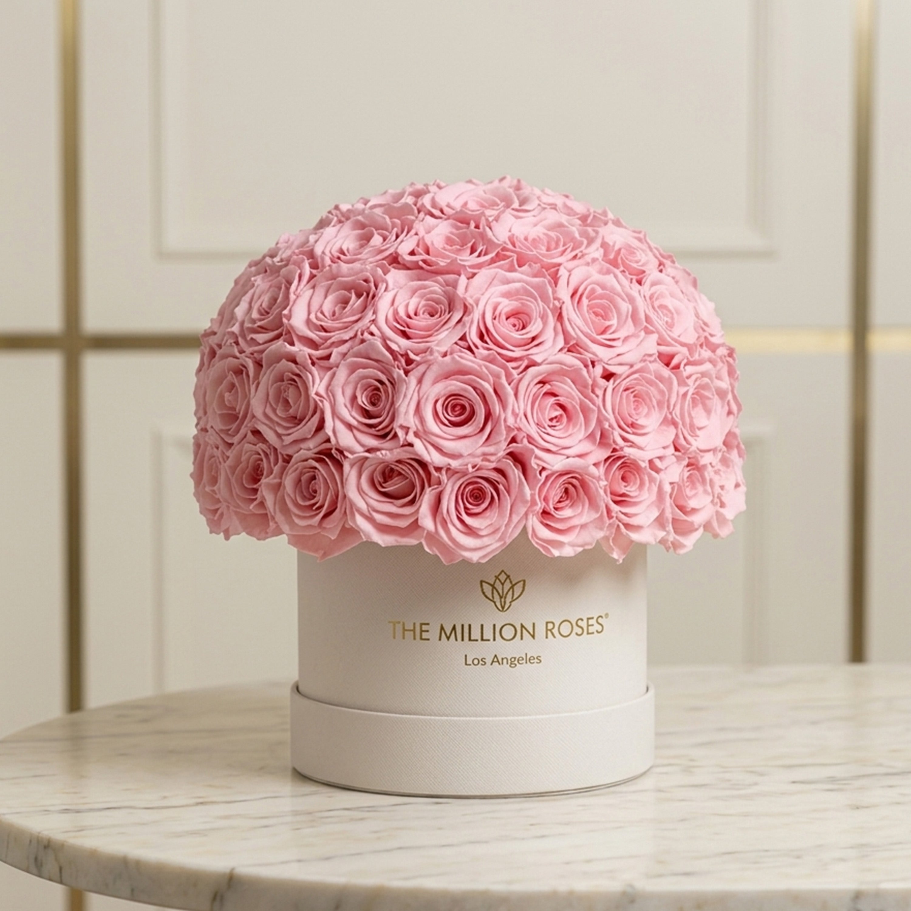 Classic Beige Suede Superdome Box | Light Pink Roses