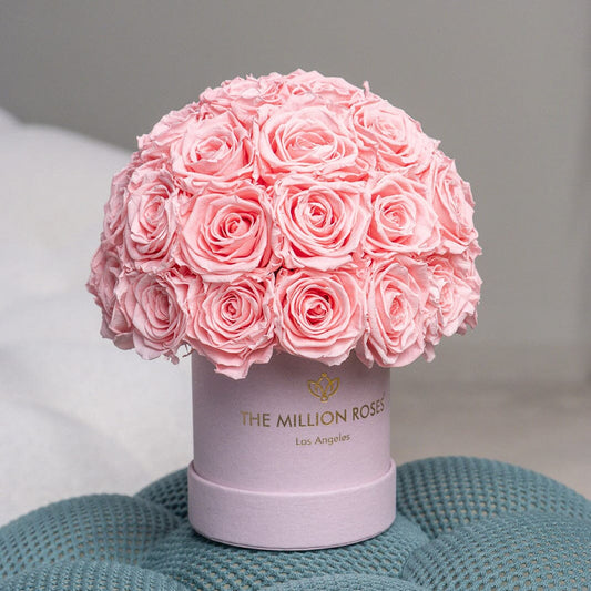 Basic Light Pink Suede Superdome Box | Light Pink Roses