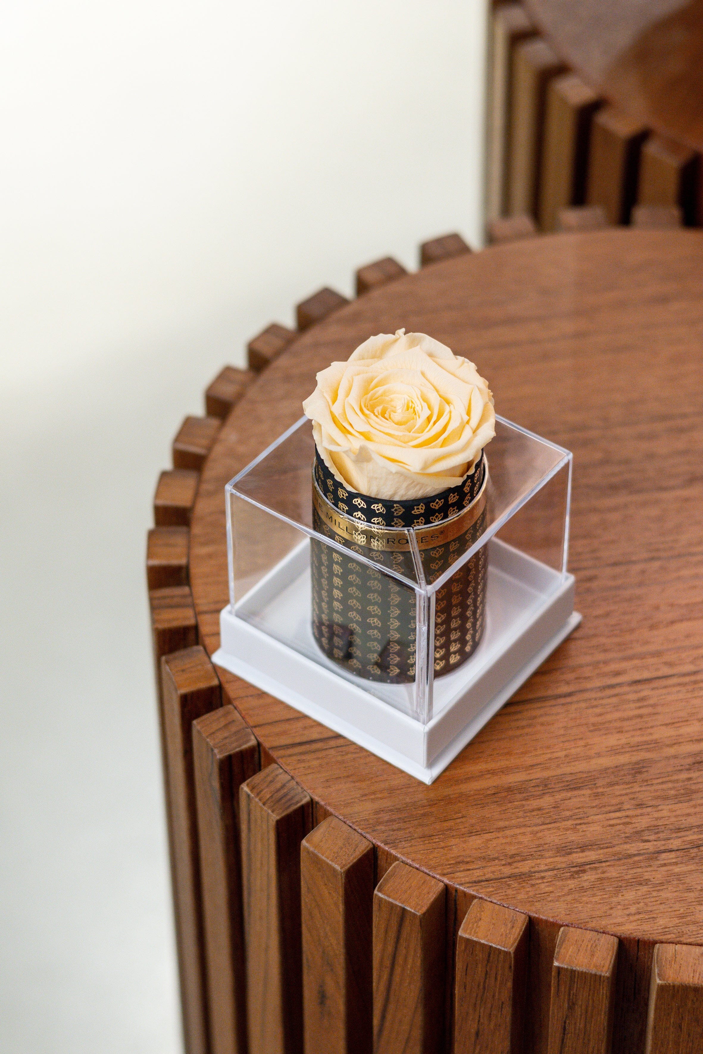 Single Black Monogram Box | Ivory Rose