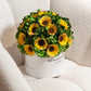 Cutie Albă Classic | Hortensii verzi și floarea-soarelui