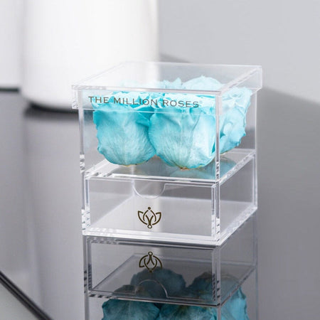 Acrylic 4 Drawer Box | Turquoise Roses