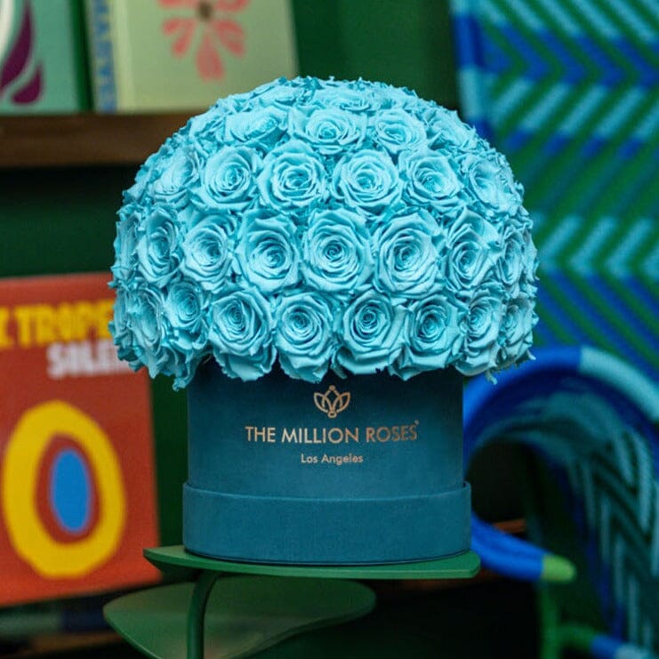 Classic Dark Green Suede Superdome Box | Turquoise Roses